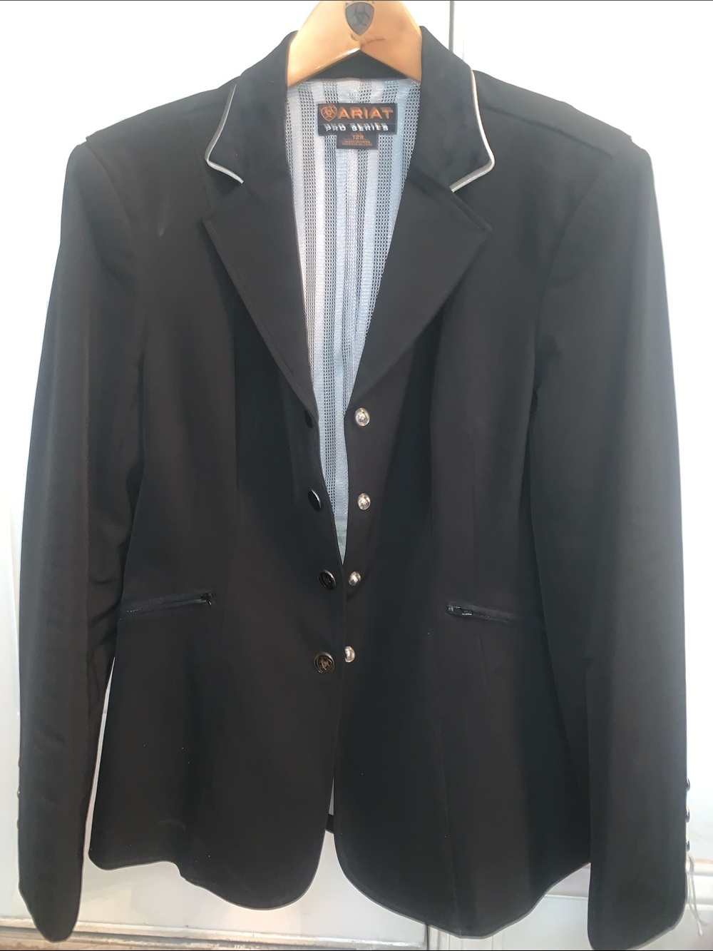 Ariat Black Equestrian Show Jacket with White Piping